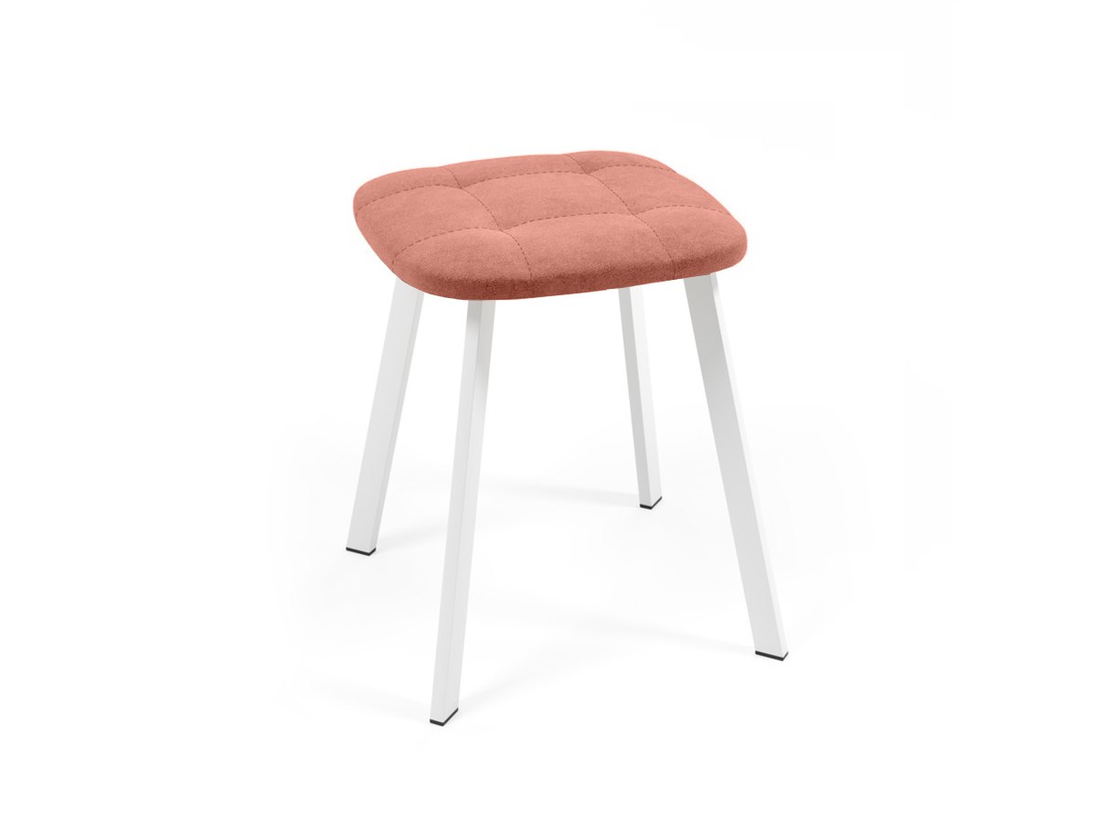 Табурет "Крафт KV" Кристалл (белый корпус/коралловый ULTRA Coral (велюр))